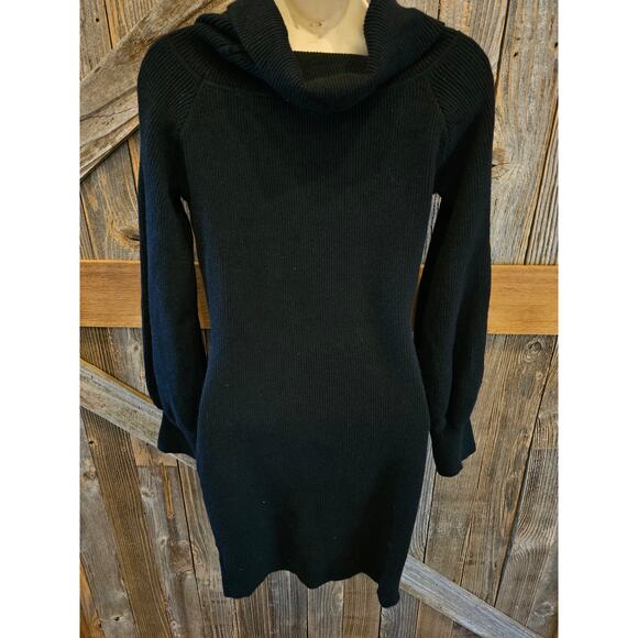 NWT she + Sky L (juniors) black bodycon bubble sleeve dress mock neck sweater - Picture 2 of 7